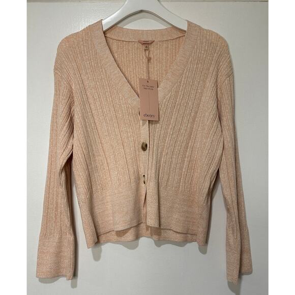 Eberjey Infinite Ribbed Cardigan Sweater Size XS NWT Lightweight Organic Cotton - Picture 2 of 16